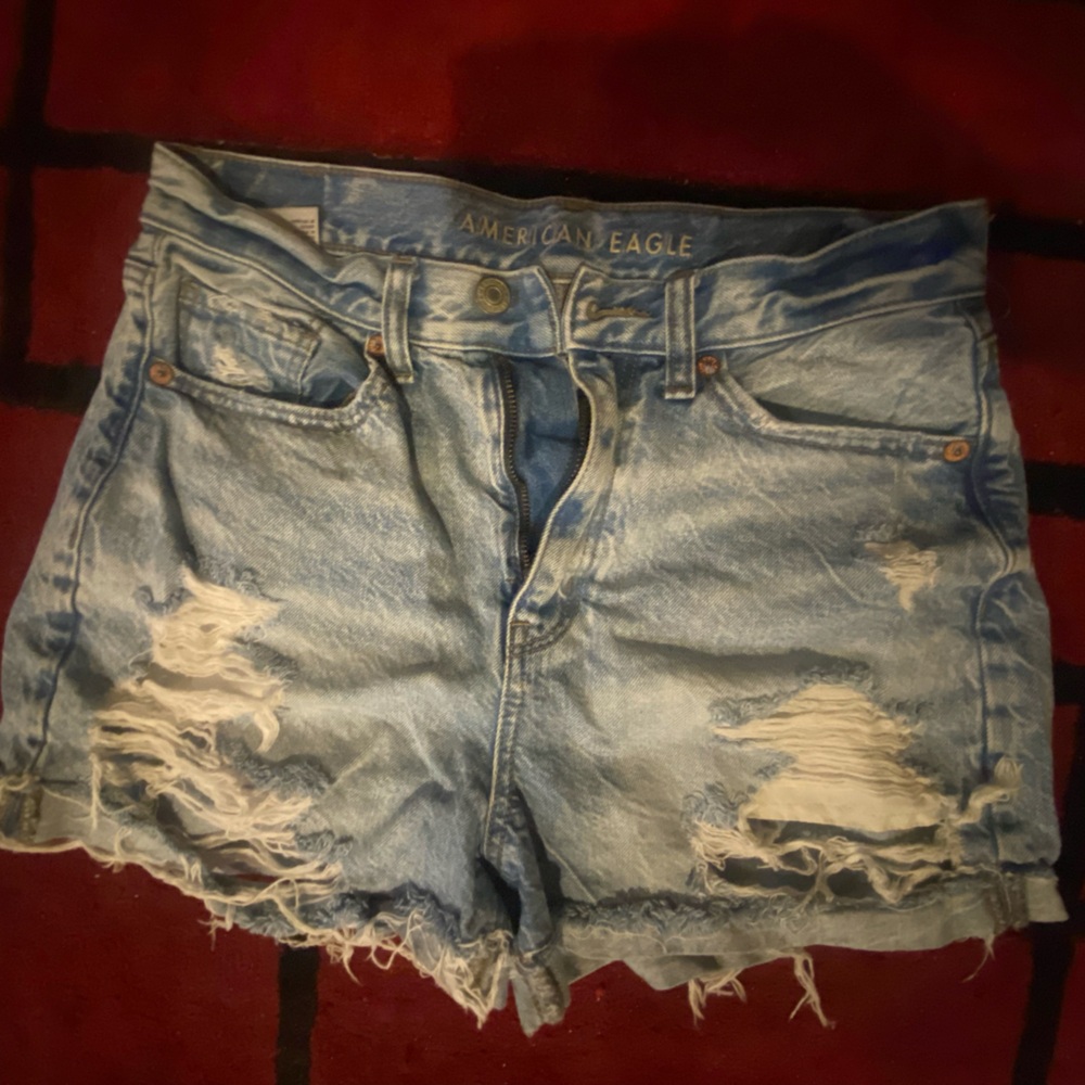American Eagle Outfitters Women's Distressed Blue Denim Shorts